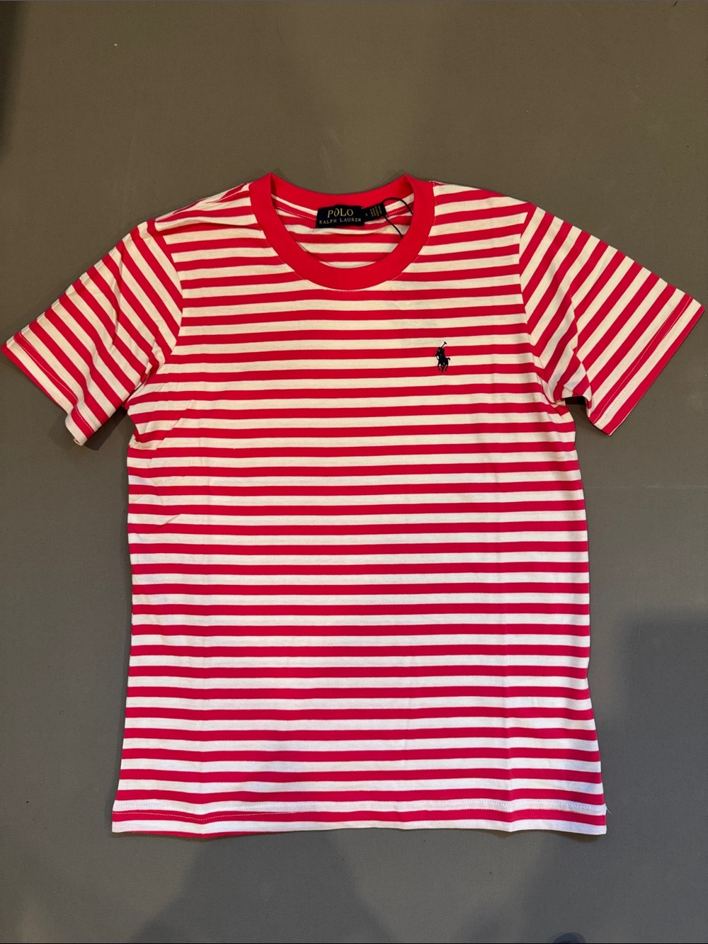 Ralph Lauren Red & White Striped Crew Tee